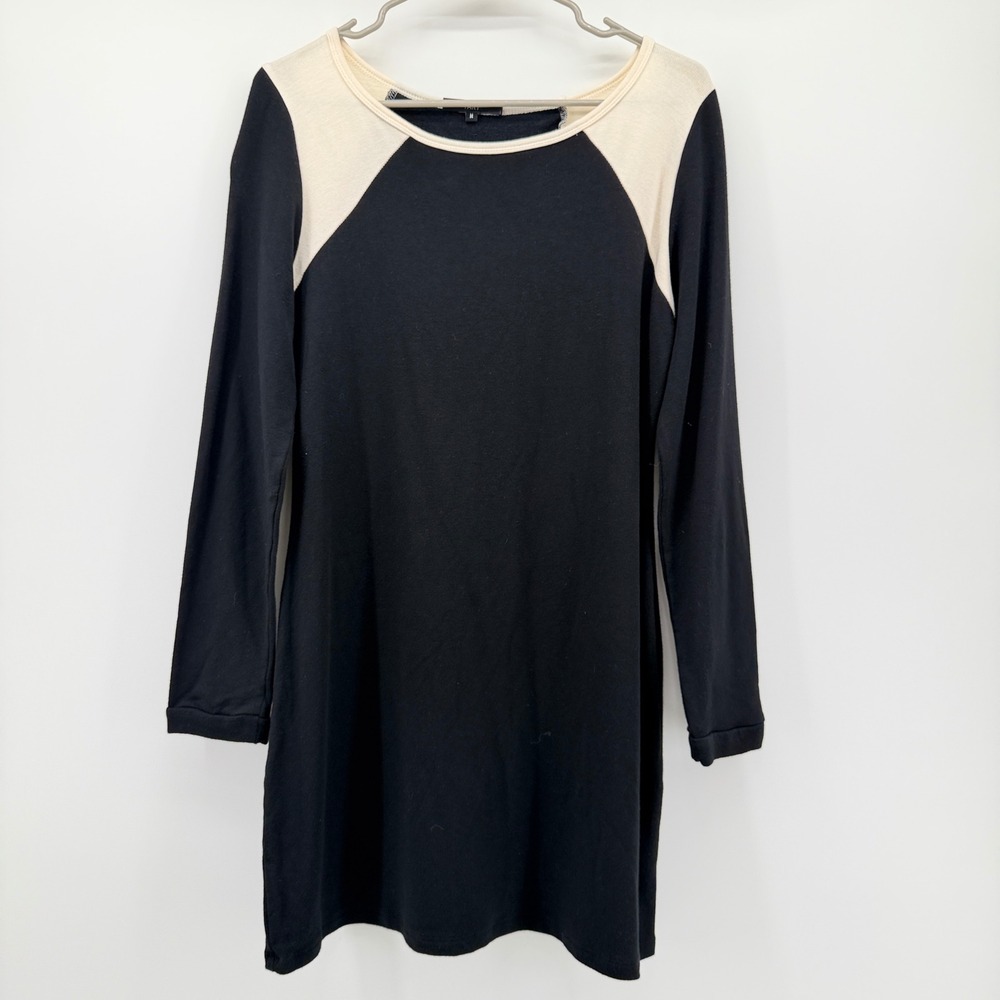 Tart Collections Black Cream Raglan Long Sleeve Mini Dress Tunic Womens Medium